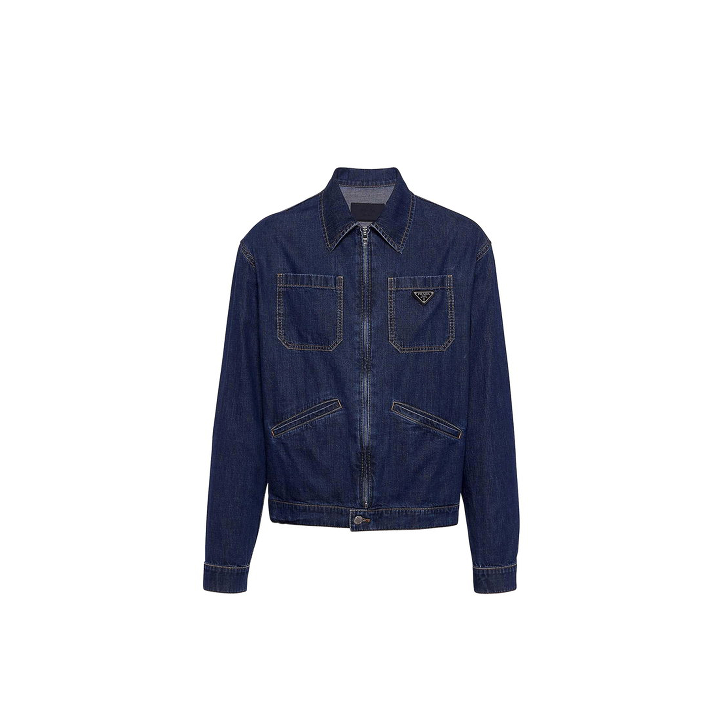 PRADA LOGO-APPLIQUÉ DENIM JACKET 